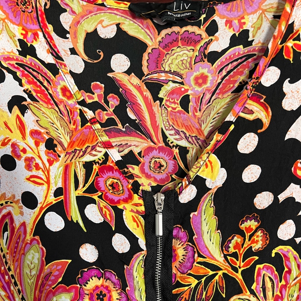 Liv by Habitat Zip Front Colorful Midi Dress size Medium - Picture 5 of 11